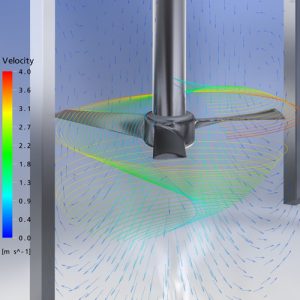 full flow field within a mixing vessel