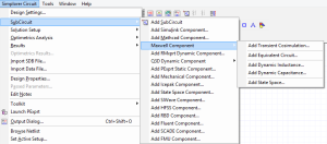 Menu of Supported Subcircuits from ANSYS Products