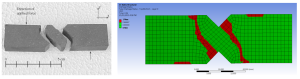 Final fracture shape for Iosipescu shear test sample