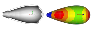 Material distribution from geometry thickness guide used with foam core