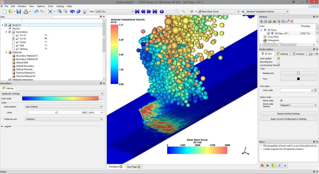 Rocky simulation showing wear on a belt