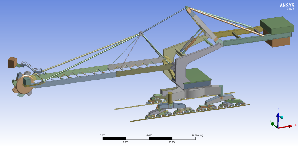 Large scale reclaimer assembly which will be analysed using ANSYS