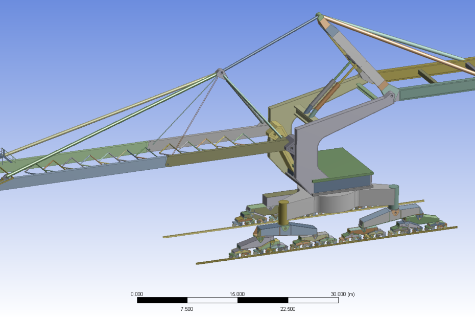 Large scale reclaimer assembly which will be analysed using ANSYS