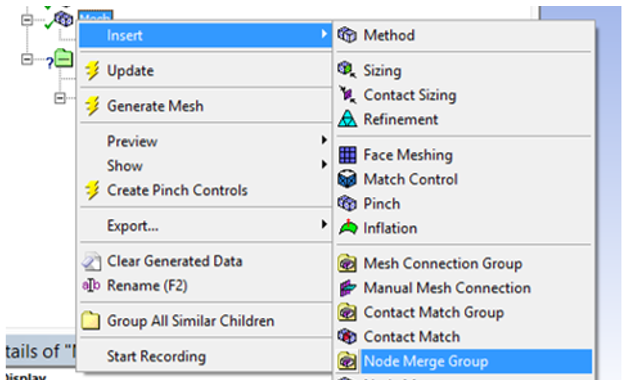 Node Merge group option in ANSYS 17.0