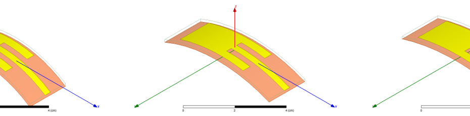 Figure 4 – Cylindrically Curved Structures of radii 5cm, 7.5cm and 10cm