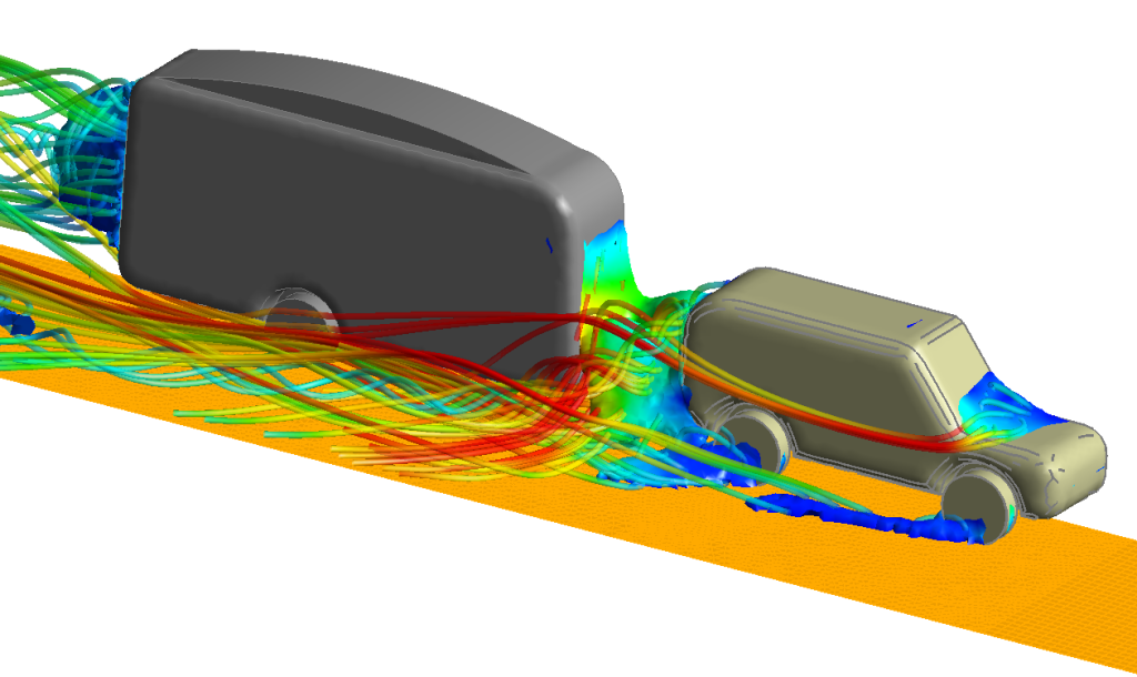 All CFD results of Jeep towing caravan at unequal heights