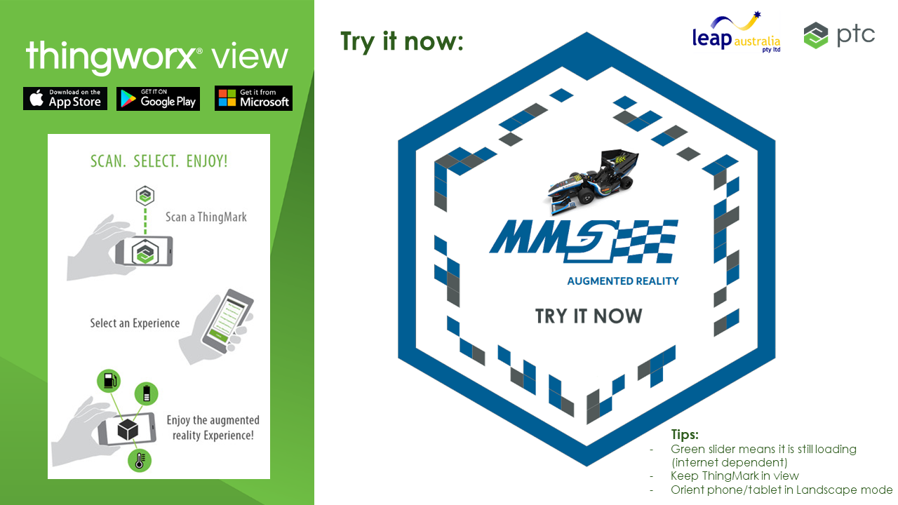 ThingWorx Augmented Reality experiences of MMS FSAE Vehicles