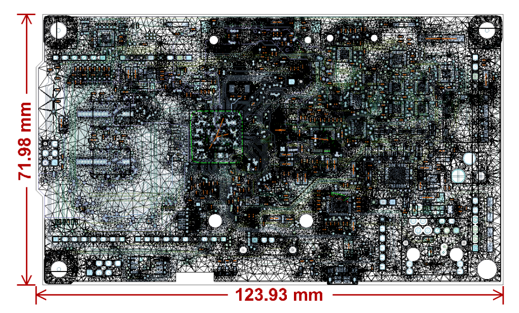 Final mesh of the PCB after adaptive refinement