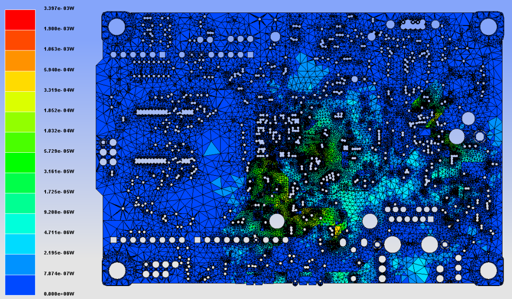 Map of Power Loss in ANSYS SIwave