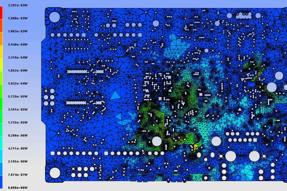 Map of Power Loss in ANSYS SIwave