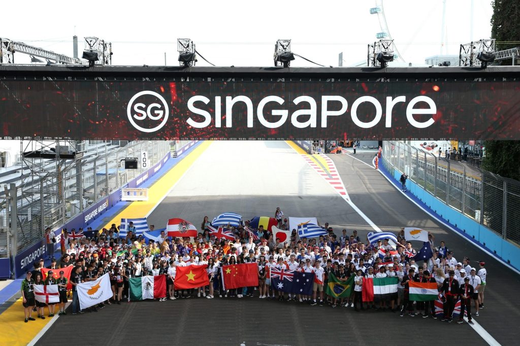 2018 F1 In Schools World finals teams at the Marina Bay Circuit