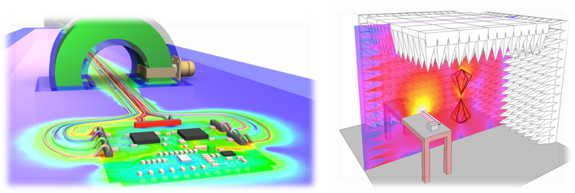 EMC tests in Simulation for Pre-compliance: Bulk Current Injection and Antenna Test for Radiated Emissions