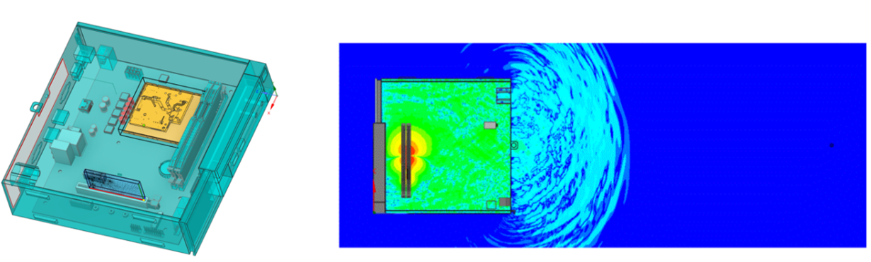 Studying the effectiveness of shielding of an electronics casing