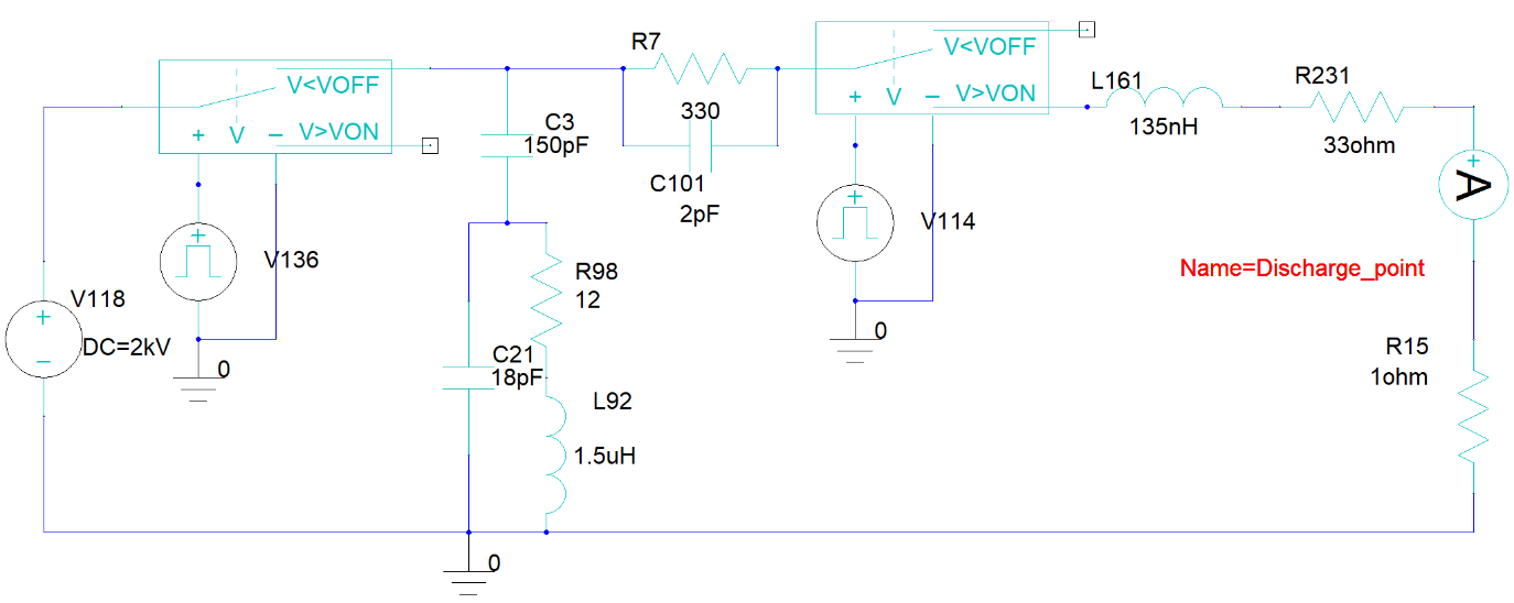 Simulation for electrostatic discharge in a switch