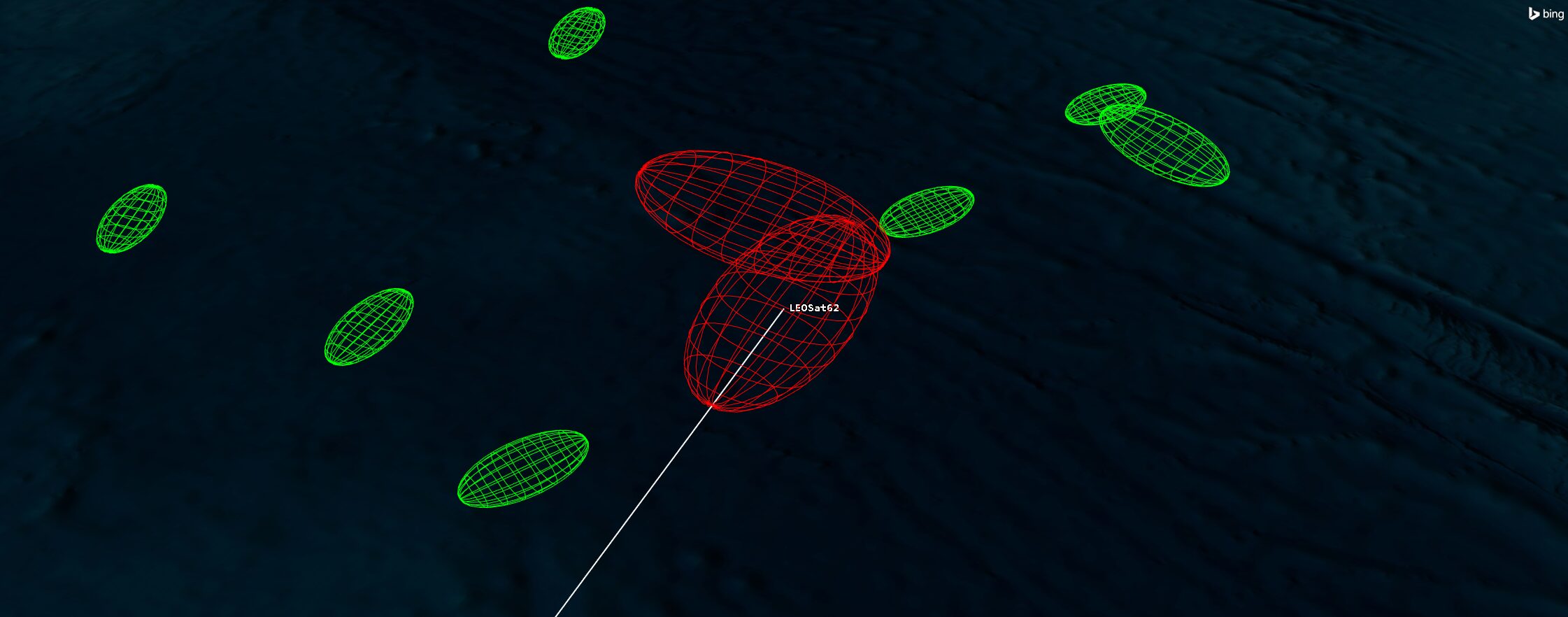 the threat ellipsoids now intersect, turning red to indicate this change.