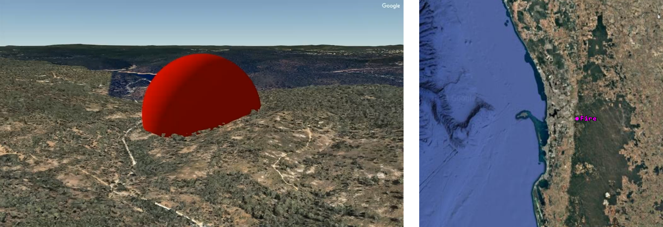 Bushfire modelled in the hills behind Perth